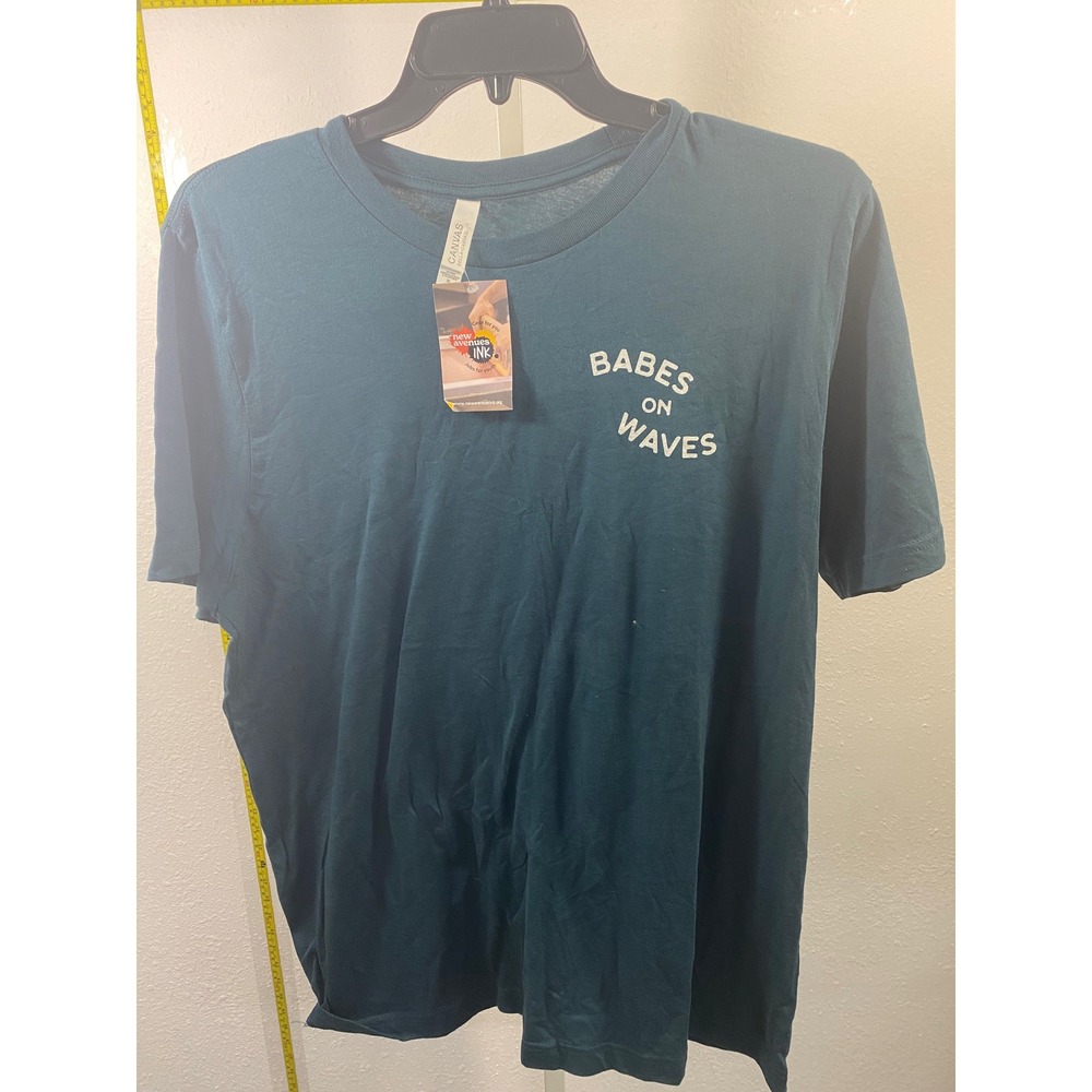 Bella Canvas Babes on Waves Teal Graphic T-Shirt XL Cold Water Surf Club NWT
